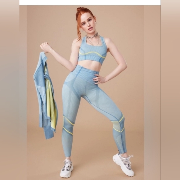 NWT Fabletics Blue and Yellow Leggings Set - Picture 1 of 5